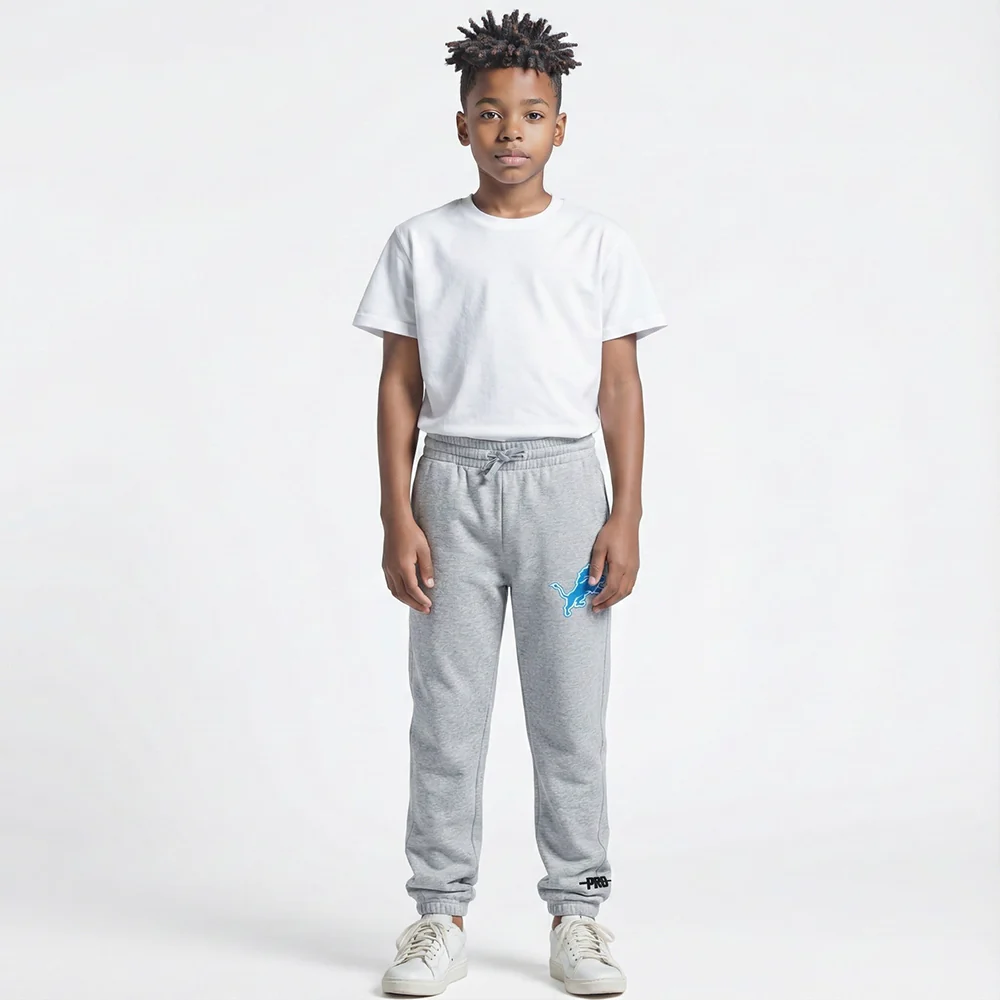 NFL DETROIT LIONS CLASSIC CHENILLE BIG BOY'S FLEECE SWEATPANT (HEATHER GREY) - Image 3