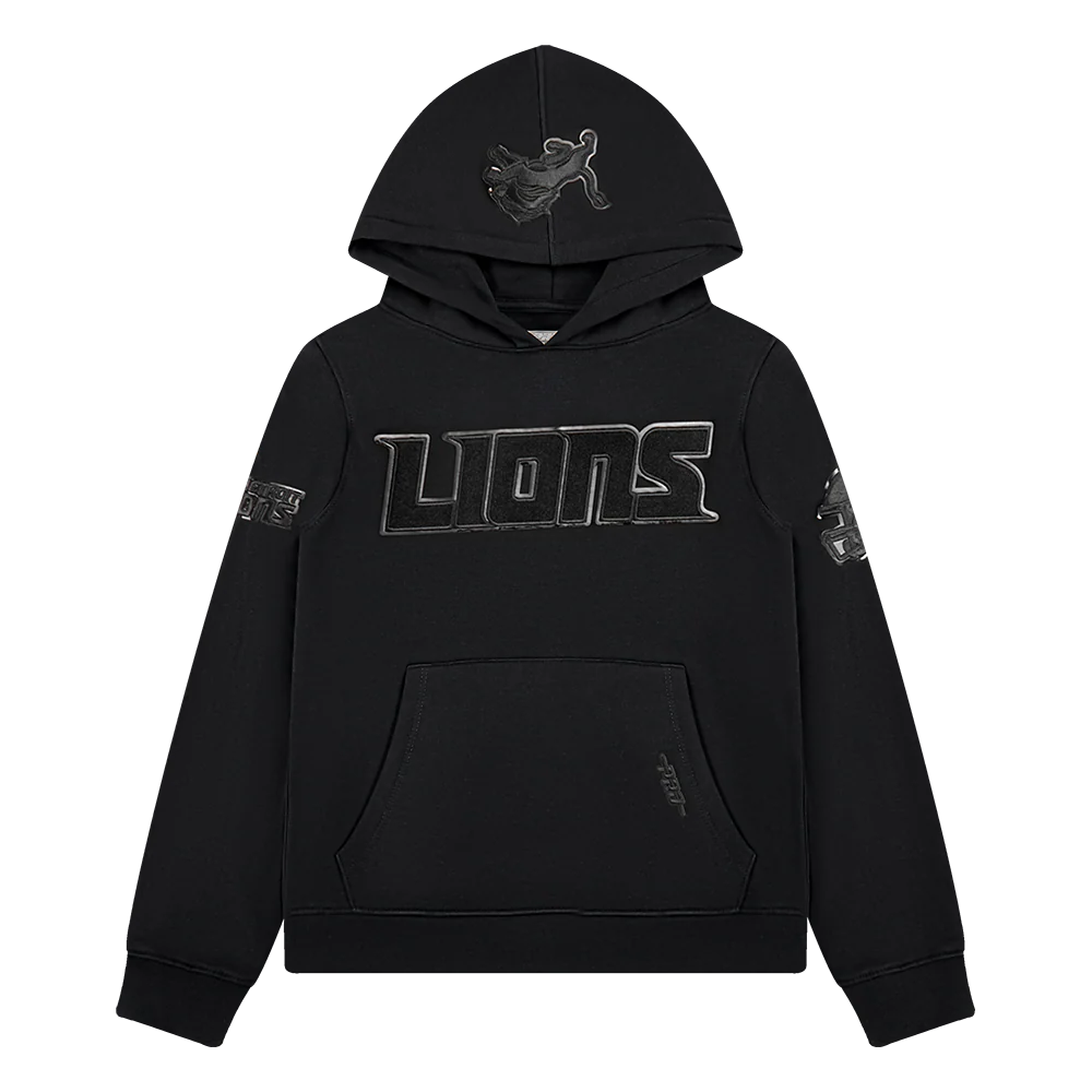 NFL DETROIT LIONS TRIPLE BLACK BIG BOYS FLEECE PULLOVER HOODIE (BLACK) - Image 3