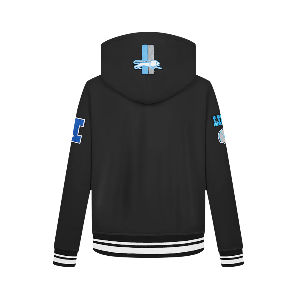 NFL DETROIT LIONS RETRO CLASSIC BIG BOYS RIB FLEECE PULLOVER HOODIE (BLACK) - Image 5