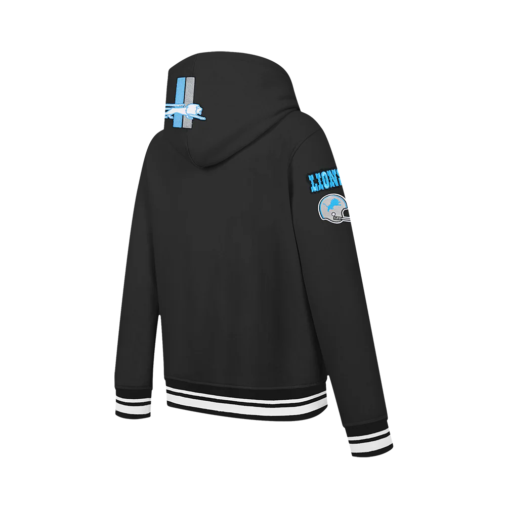 NFL DETROIT LIONS RETRO CLASSIC BIG BOYS RIB FLEECE PULLOVER HOODIE (BLACK) - Image 6