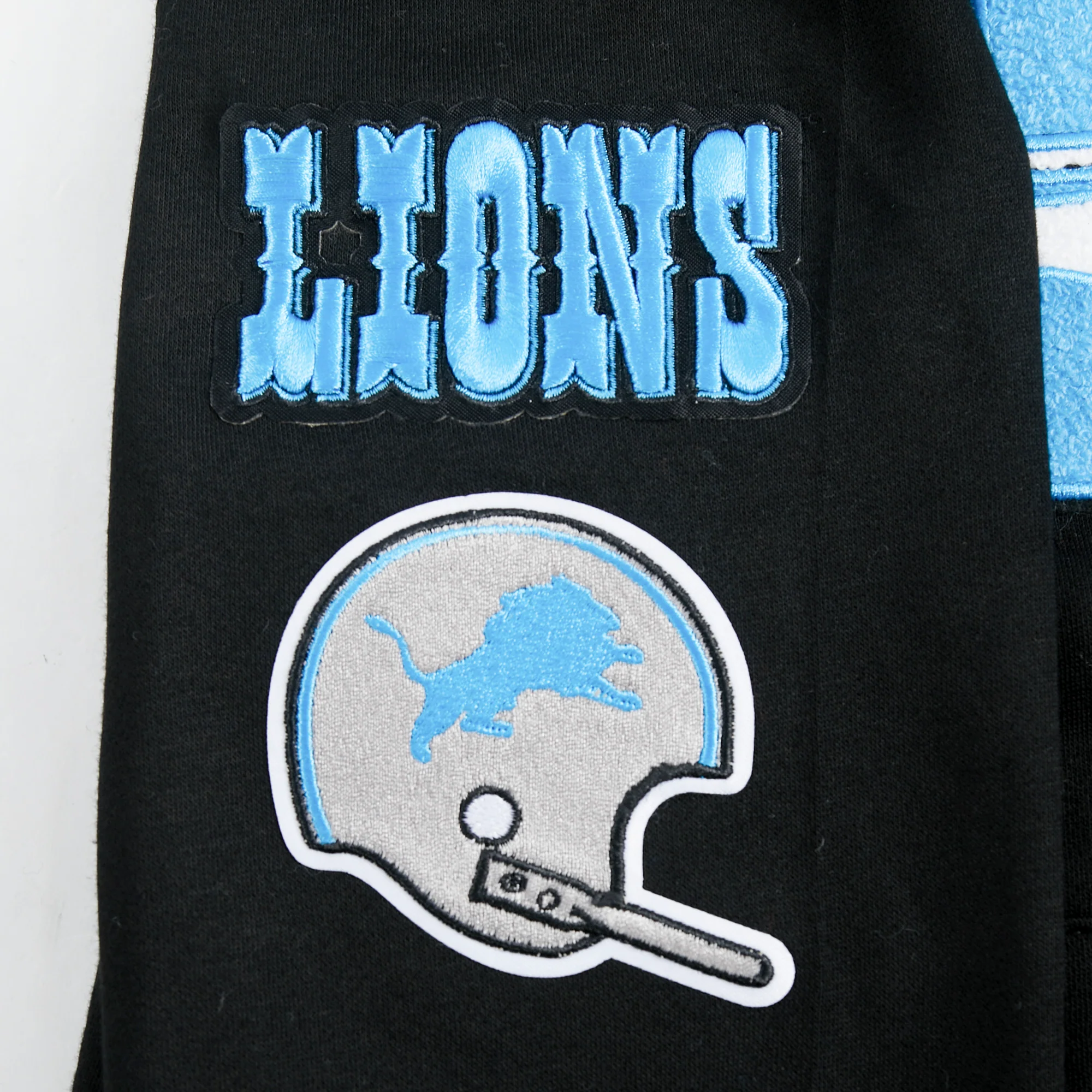 NFL DETROIT LIONS RETRO CLASSIC BIG BOYS RIB FLEECE PULLOVER HOODIE (BLACK) - Image 9