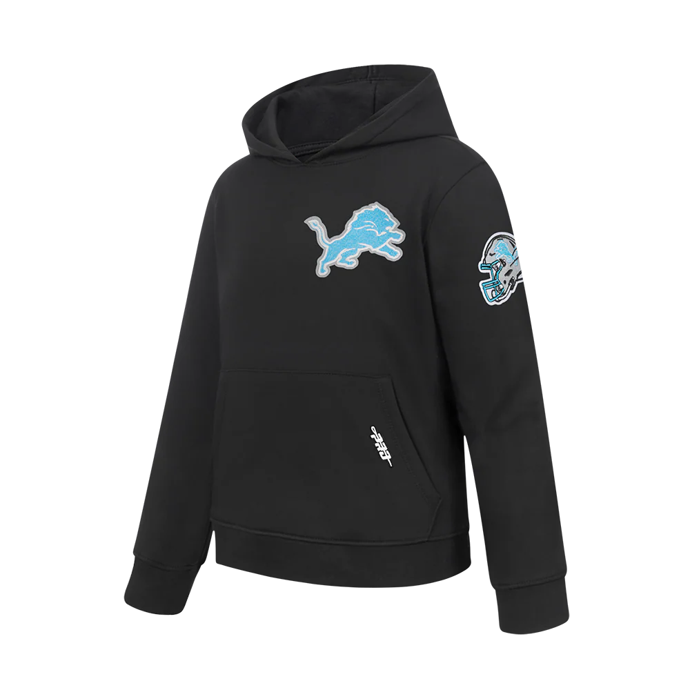 NFL DETROIT LIONS CLASSIC CHENILLE BIG BOY'S FLEECE PO HOODIE (BLACK)