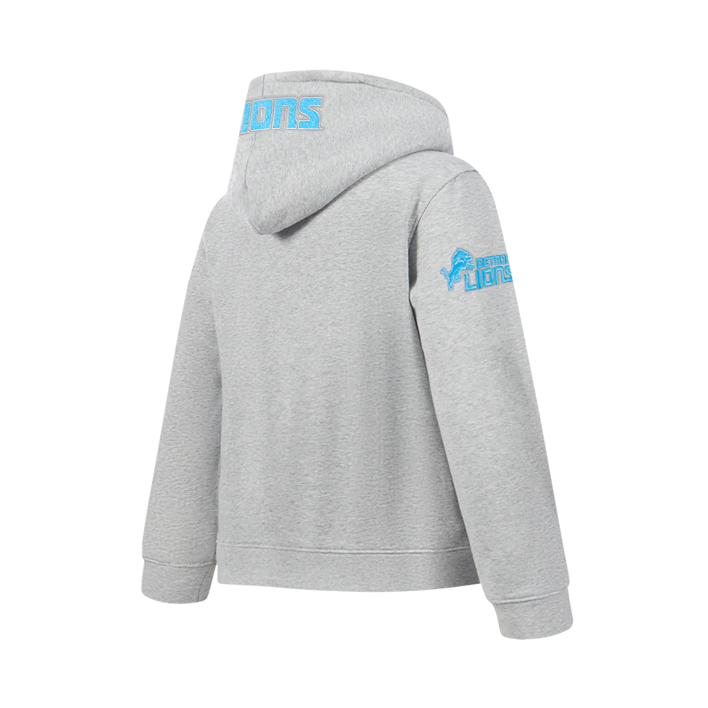 NFL DETROIT LIONS CLASSIC CHENILLE BIG BOY'S FLEECE PO HOODIE (Heather Grey) - Image 2