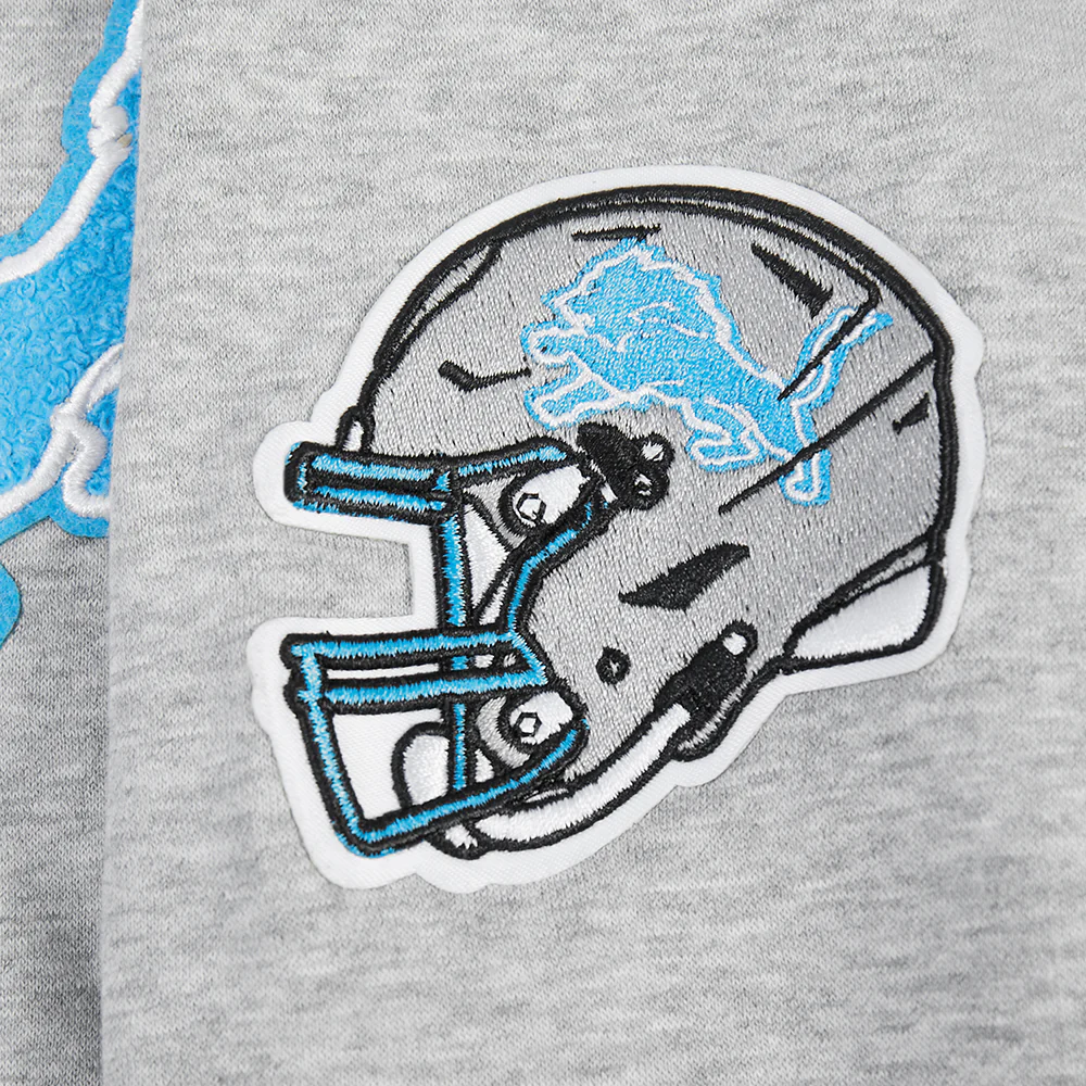NFL DETROIT LIONS CLASSIC CHENILLE BIG BOY'S FLEECE PO HOODIE (Heather Grey) - Image 5