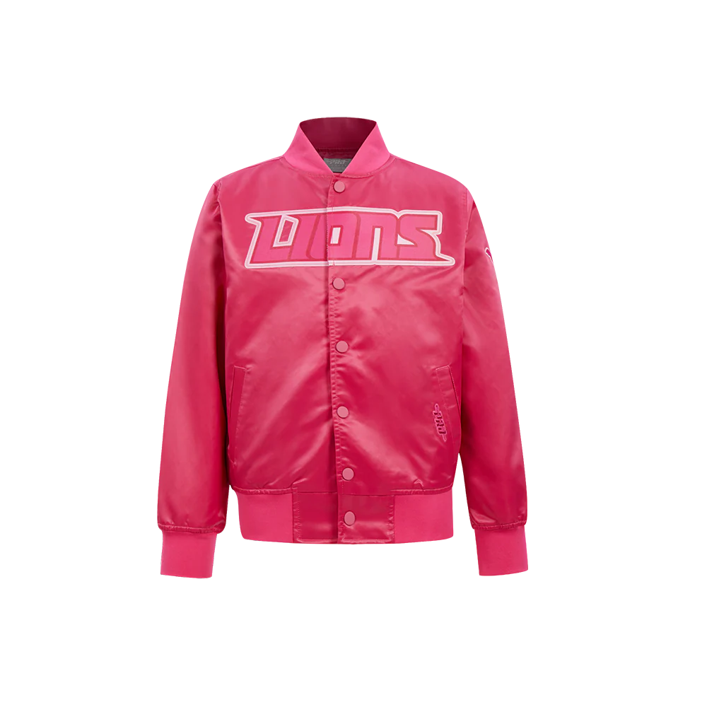 NFL DETROIT LIONS TRIPLE PINK BIG GIRLS  SATIN JACKET (BEETROOT PURPLE) - Image 3