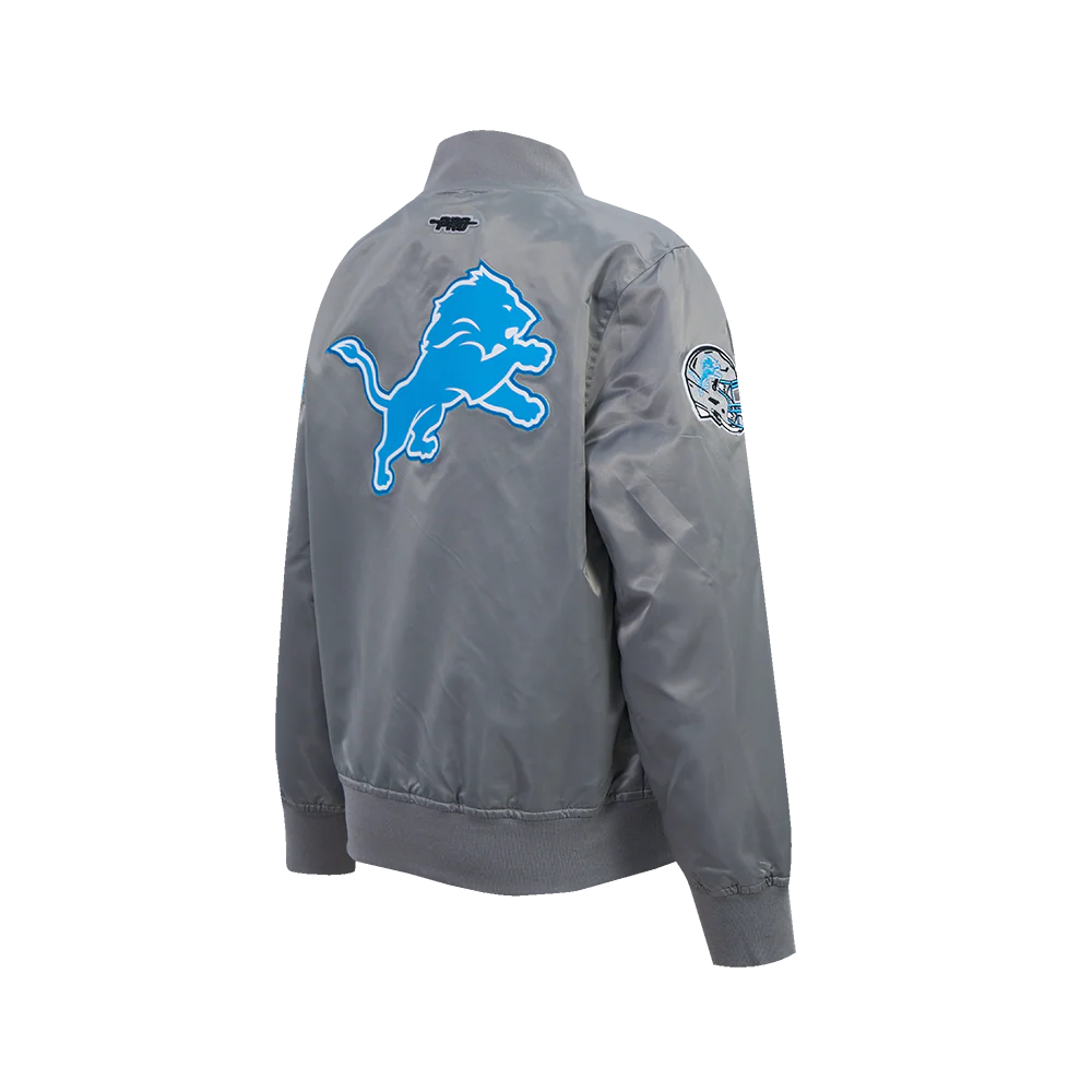 NFL DETROIT LIONS CLASSIC CHENILLE BIG BOY'S SATIN JACKET (Gray) - Image 4