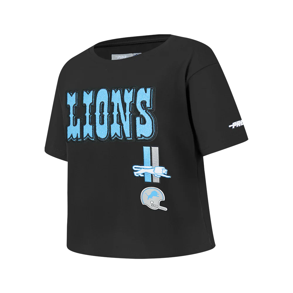 NFL DETROIT LIONS RETRO CLASSIC BIG GIRLS SHORT SLEEVE BOXY TEE (BLACK) - Image 2