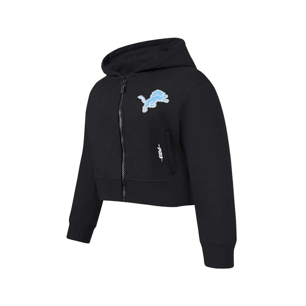 NFL DETROIT LIONS CLASSIC BIG GIRLS FLEECE FULL ZIP HOODIE (BLACK) - Image 4