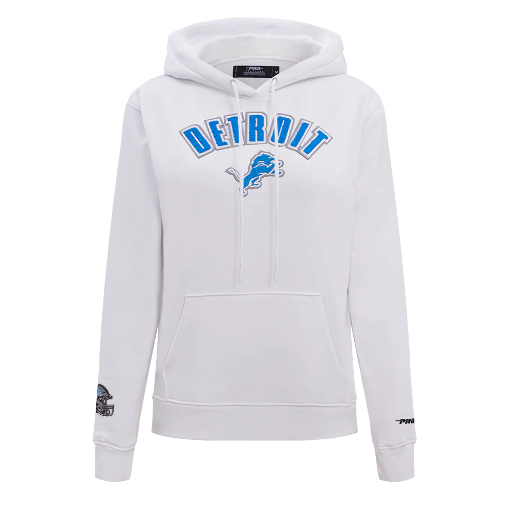 NFL DETROIT LIONS CLASSIC FLEECE PULLOVER HOODIE (WHITE)