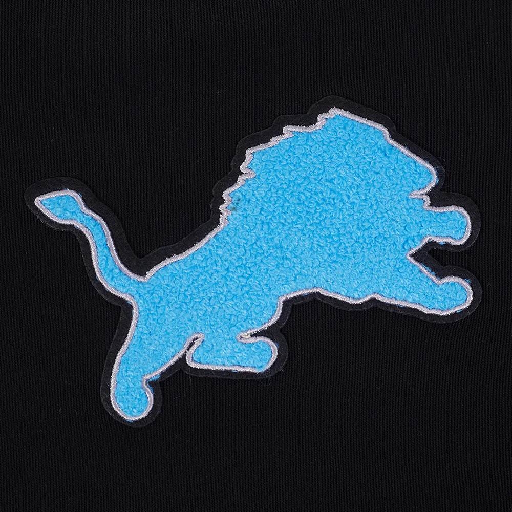 NFL DETROIT LIONS RETRO CLASSIC WOMEN'S RIB CROPPED FLEECE PULLOVER HOODIE (BLACK) - Image 5