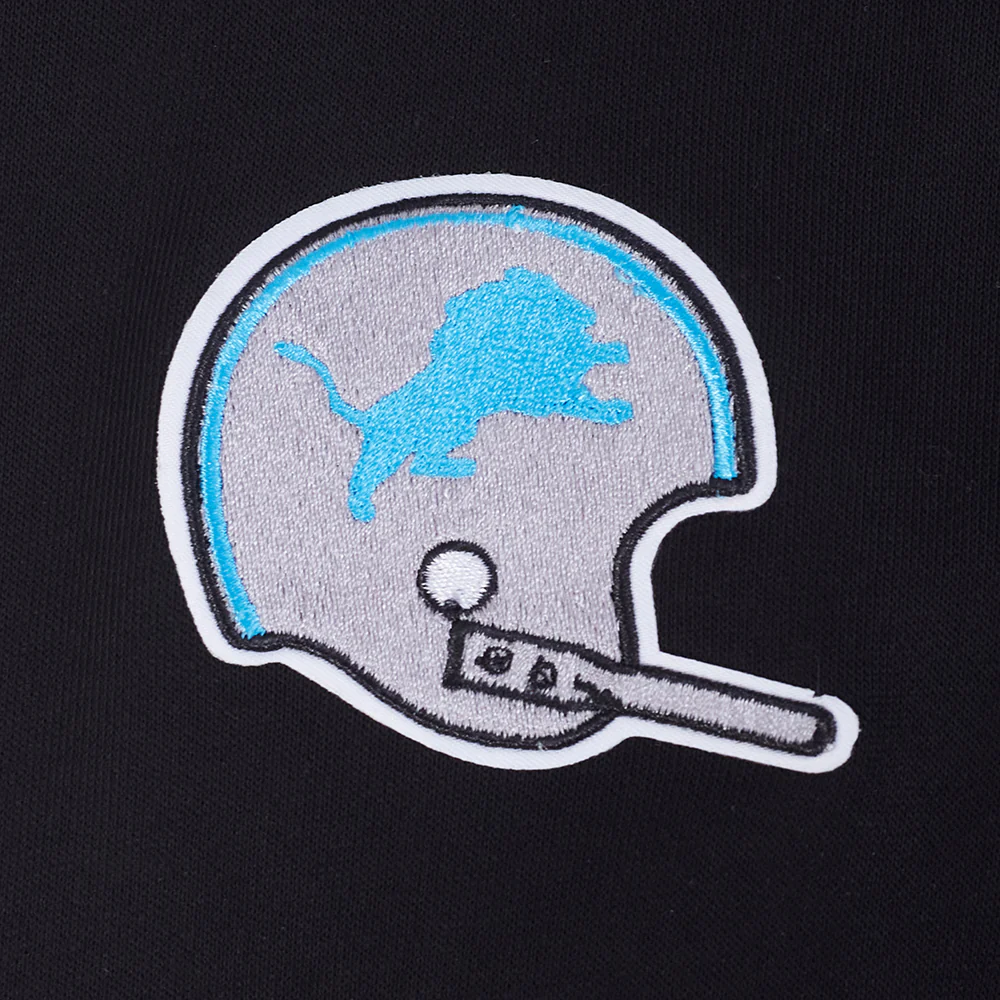 NFL DETROIT LIONS RETRO CLASSIC WOMEN'S RIB CROPPED FLEECE PULLOVER HOODIE (BLACK) - Image 6