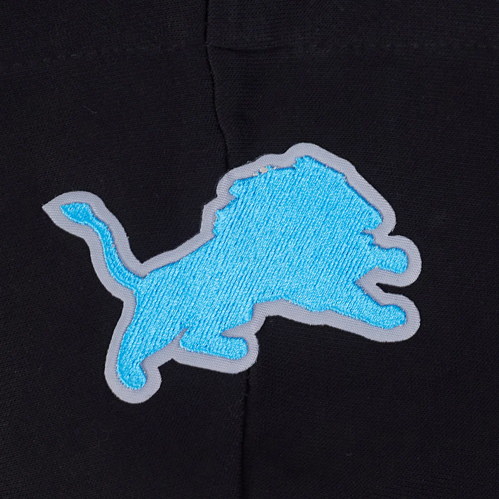 NFL DETROIT LIONS RETRO CLASSIC WOMEN'S RIB CROPPED FLEECE PULLOVER HOODIE (BLACK) - Image 7