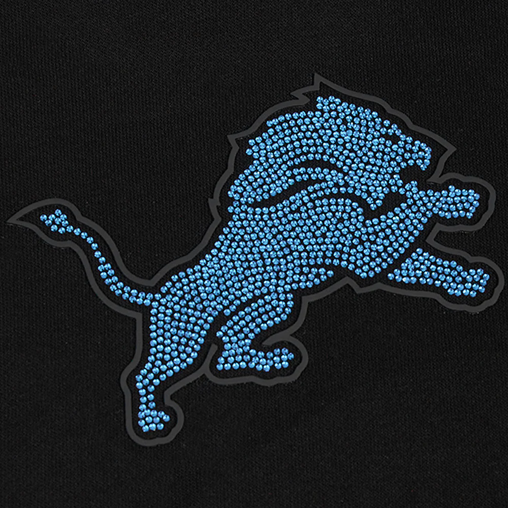 NFL DETROIT LIONS JEWELS WOMEN'S FLC CROPPED PO HOODIE (BLACK) - Image 6