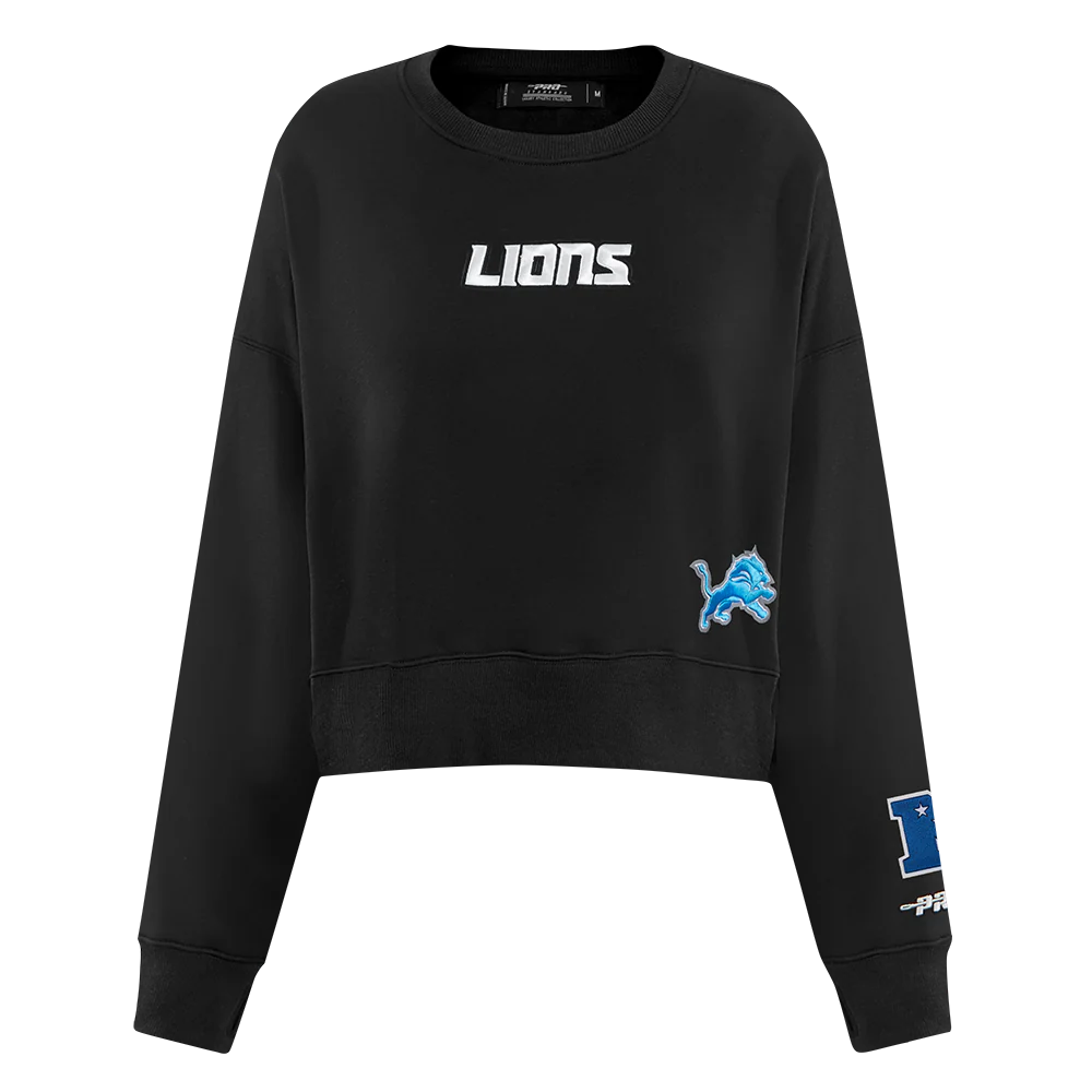 NFL DETROIT LIONS WINGSPAN WOMEN'S FLC CREWNECK (BLACK) - Image 3