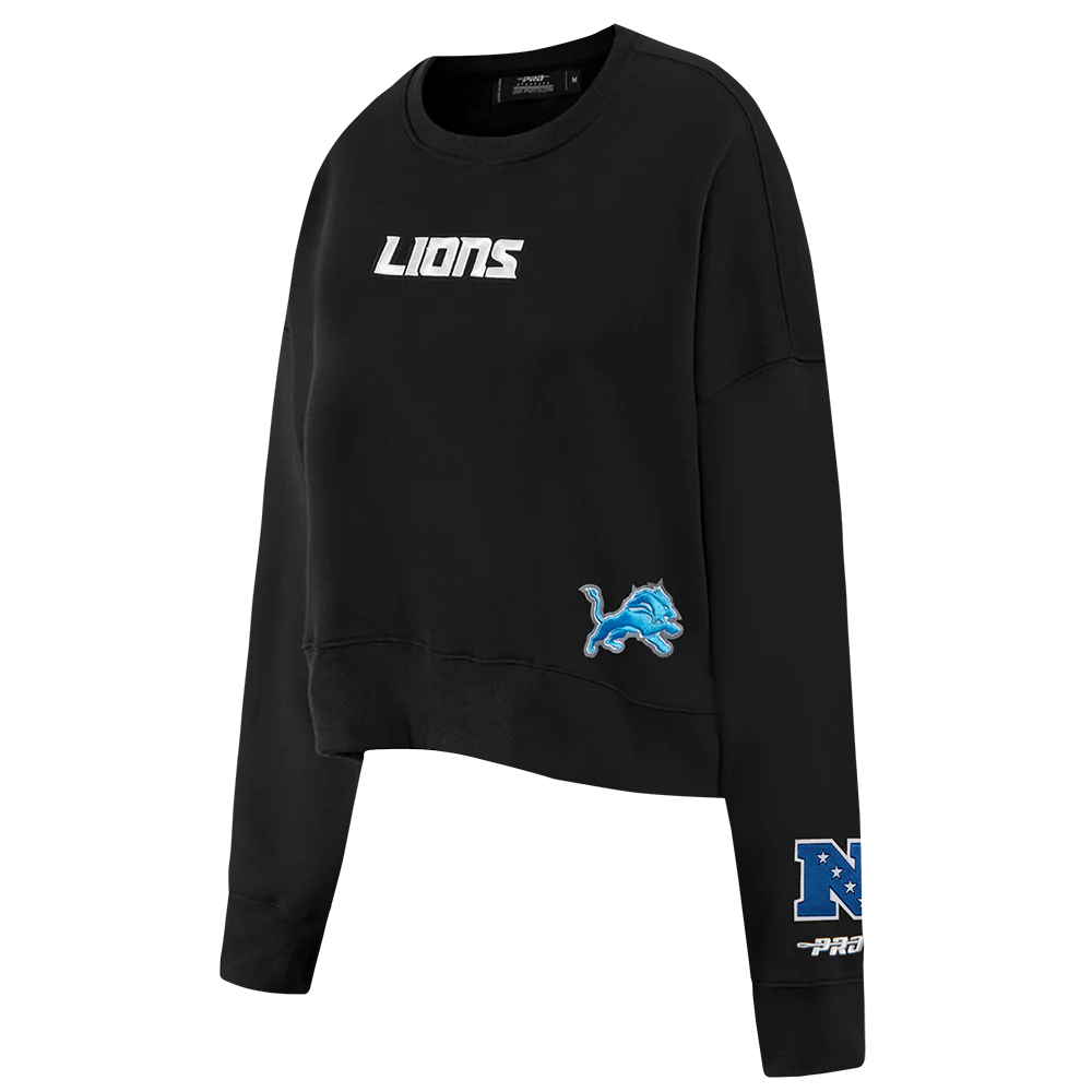 NFL DETROIT LIONS WINGSPAN WOMEN'S FLC CREWNECK (BLACK) - Image 4
