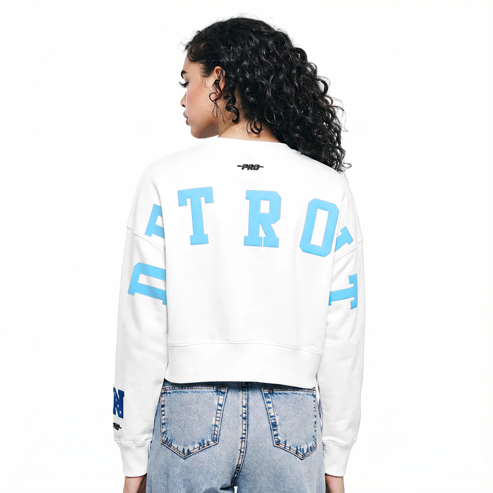 NFL DETROIT LIONS WINGSPAN WOMEN'S FLC CREWNECK (WHITE)
