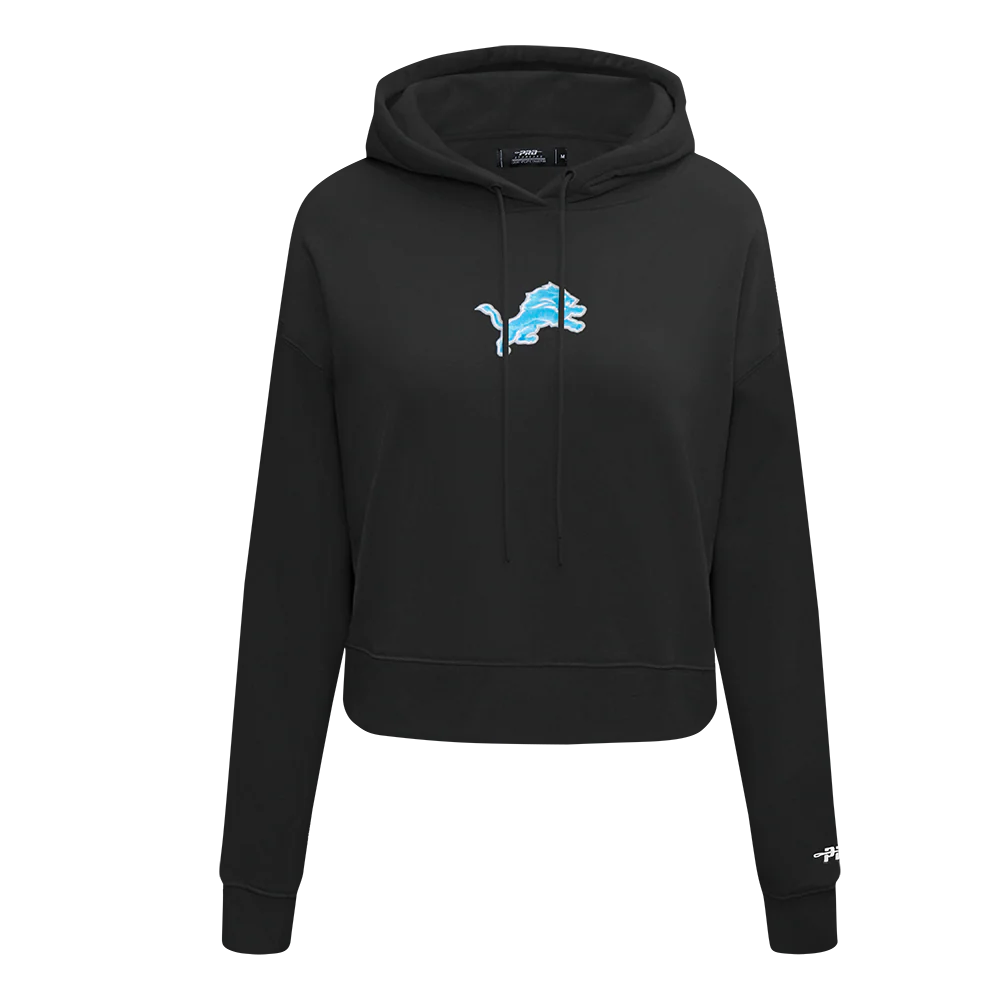 NFL DETROIT LIONS WINGSPAN WOMEN'S FLC CROPPED PO HOODIE (BLACK) - Image 3