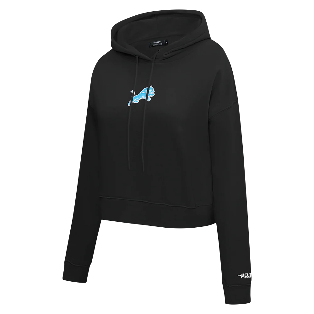 NFL DETROIT LIONS WINGSPAN WOMEN'S FLC CROPPED PO HOODIE (BLACK) - Image 6
