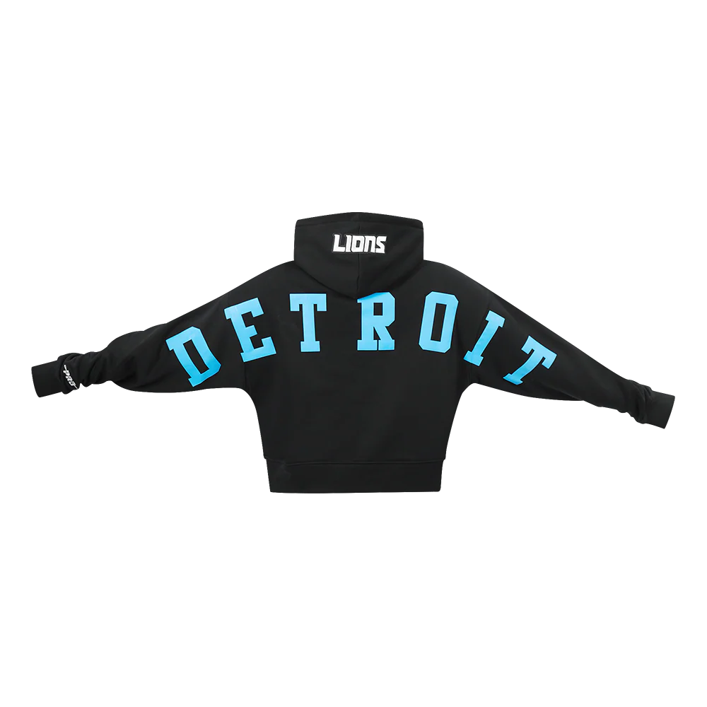 NFL DETROIT LIONS WINGSPAN WOMEN'S FLC CROPPED PO HOODIE (BLACK) - Image 7