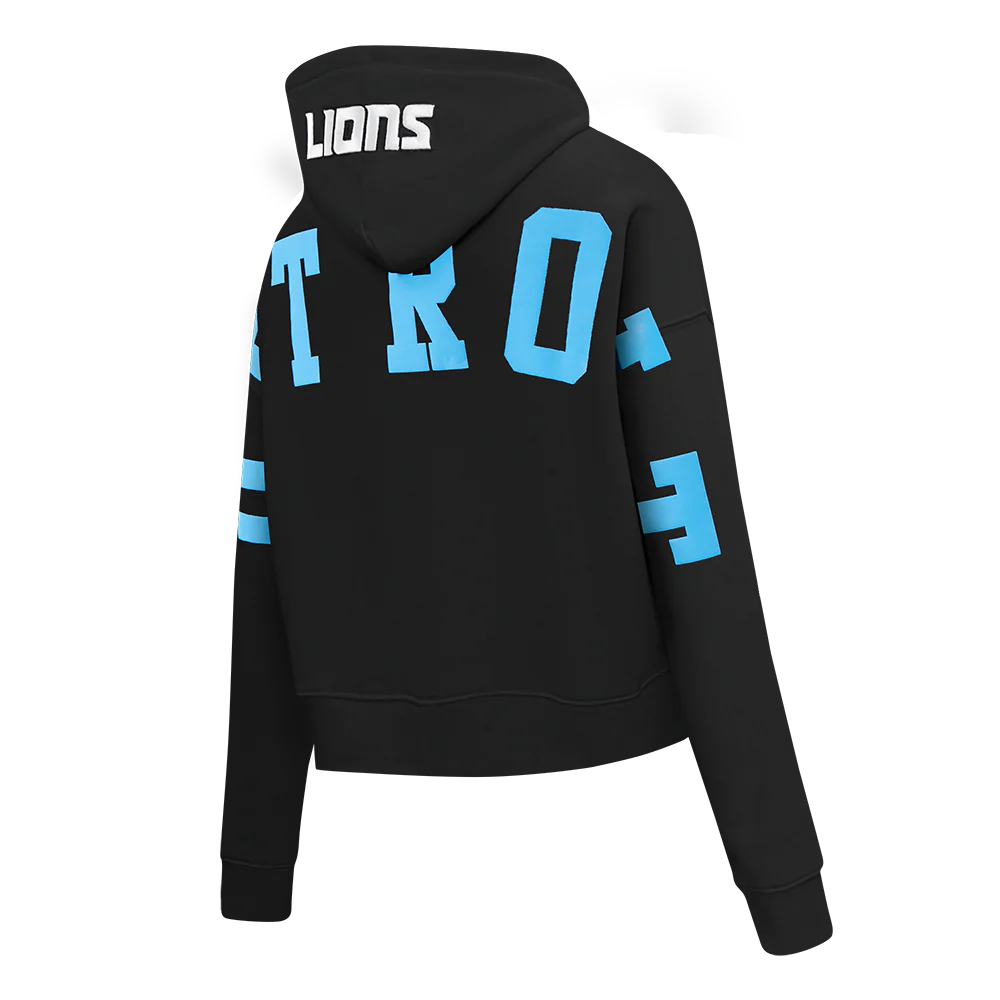 NFL DETROIT LIONS WINGSPAN WOMEN'S FLC CROPPED PO HOODIE (BLACK) - Image 8