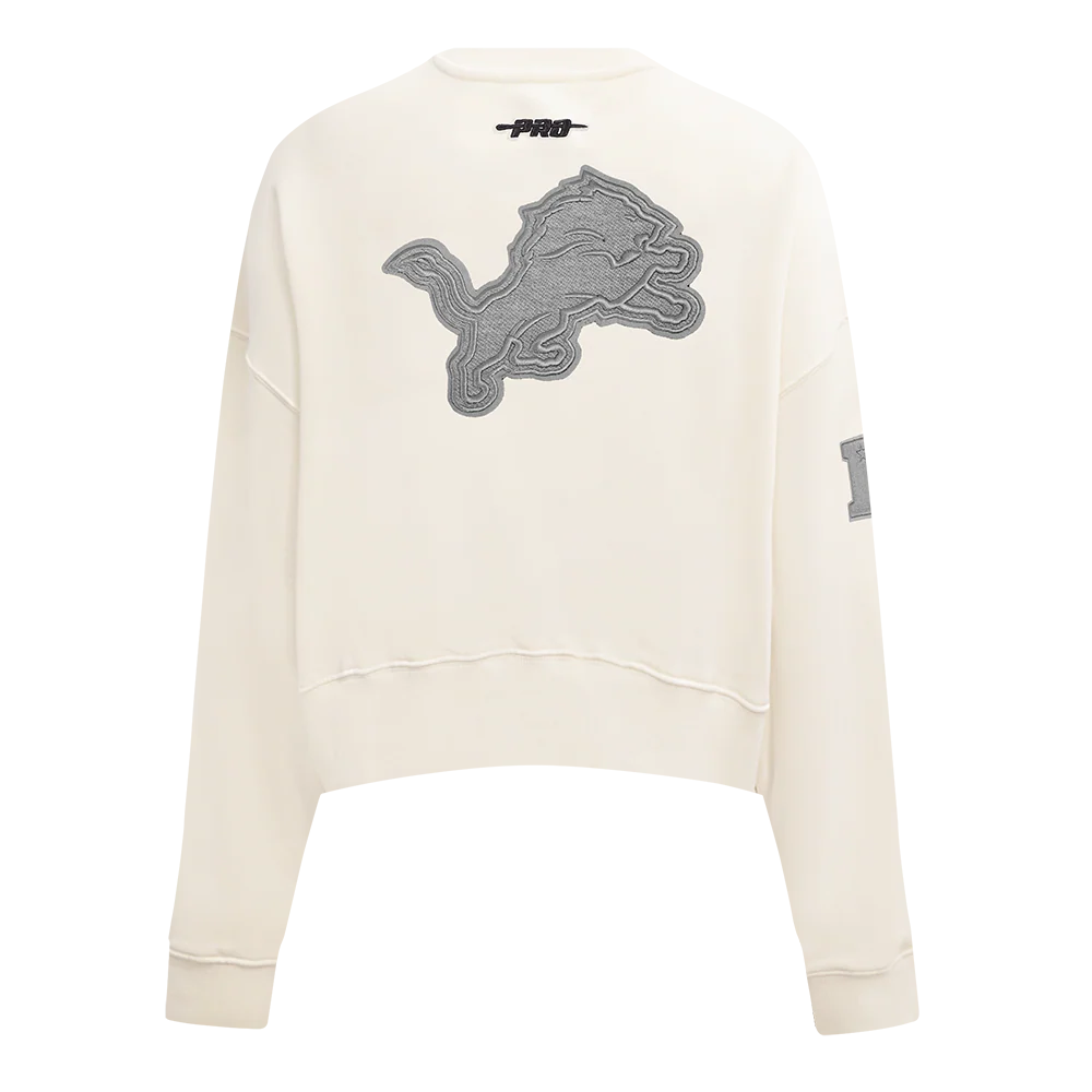 NFL DETROIT LIONS REVERSE FRENCH TERRY WOMEN'S FLEECE CREWNECK (EGGSHELL) - Image 3