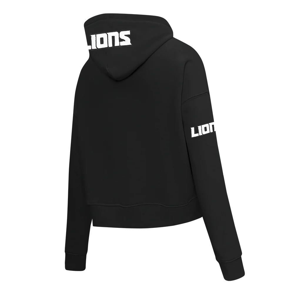 NFL DETROIT LIONS GAME DAY CLASSICS WOMEN'S DK CROPPED PO HOODIE (BLACK) - Image 4