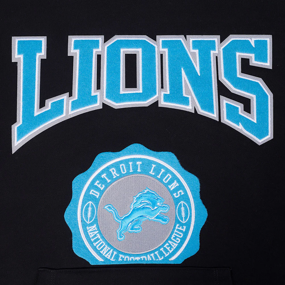 NFL DETROIT LIONS CREST EMBLEM WOMEN'S RIB FLC PO HOODIE (BLACK) - Image 8