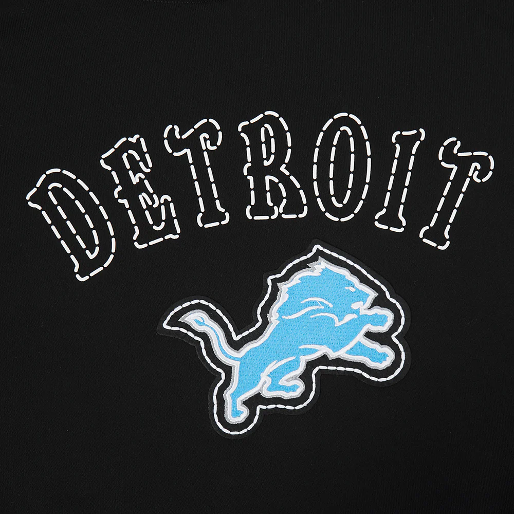 NFL DETROIT LIONS REBEL ATHLETICS WOMEN'S FLC CROPPED PO HOODIE (BLACK) - Image 5