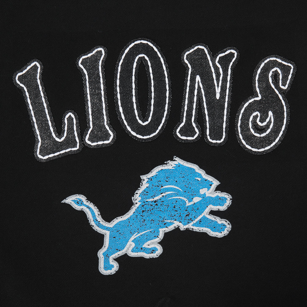 NFL DETROIT LIONS REBEL ATHLETICS WOMEN'S FLC CROPPED PO HOODIE (BLACK) - Image 6