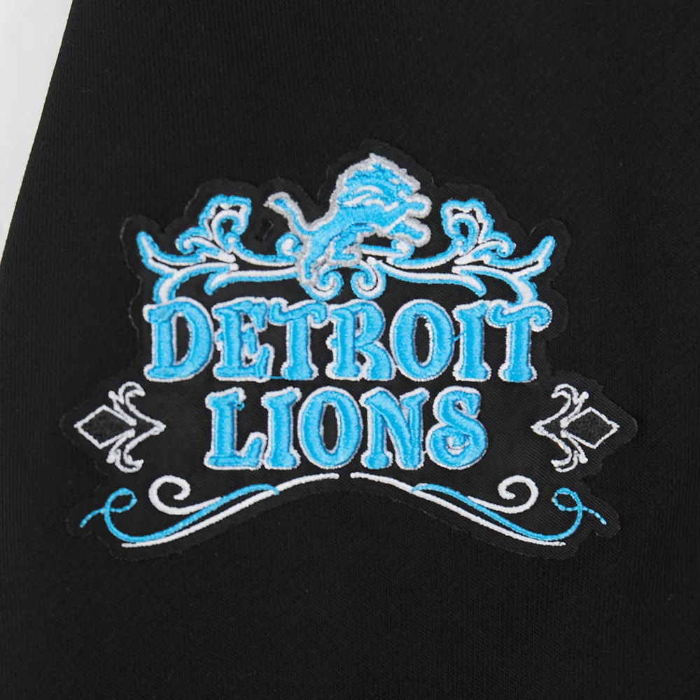 NFL DETROIT LIONS REBEL ATHLETICS WOMEN'S FLC CROPPED PO HOODIE (BLACK) - Image 7