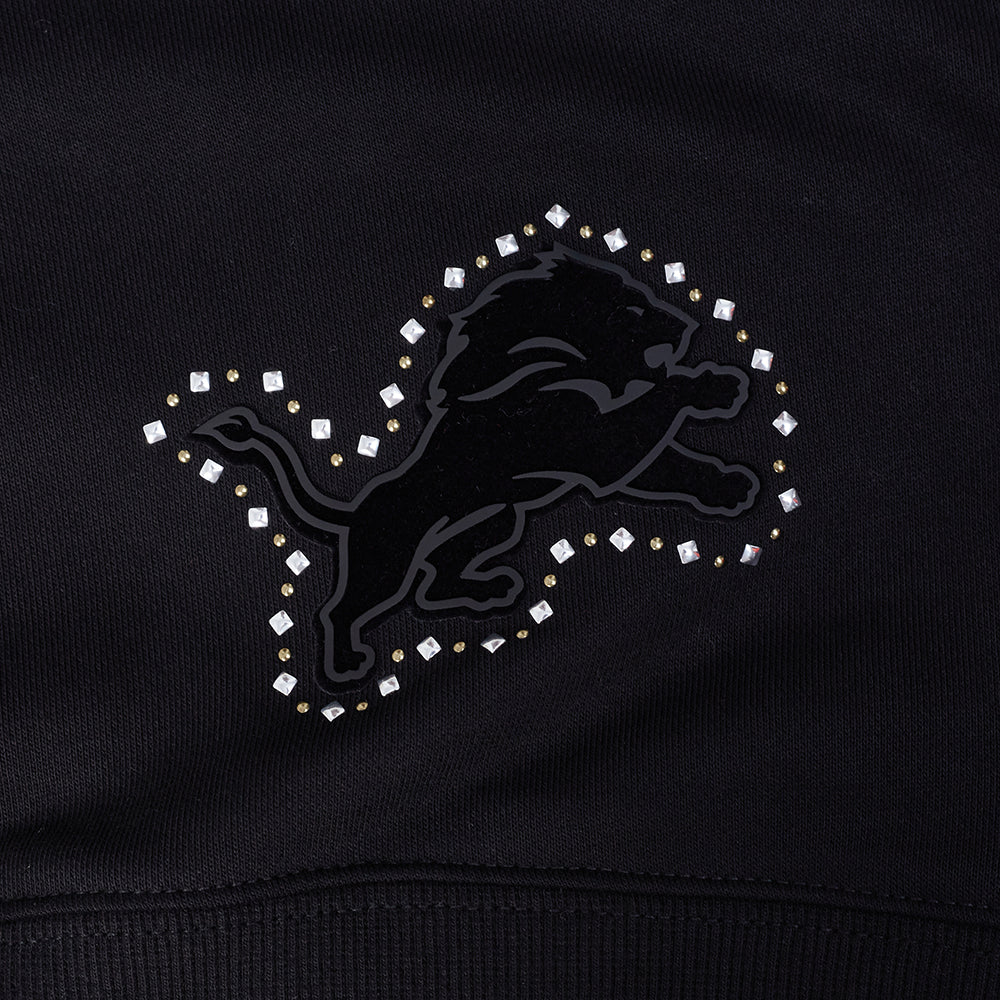 NFL DETROIT LIONS RENEGADE WOMEN'S FLC CREWNECK (BLACK) - Image 6