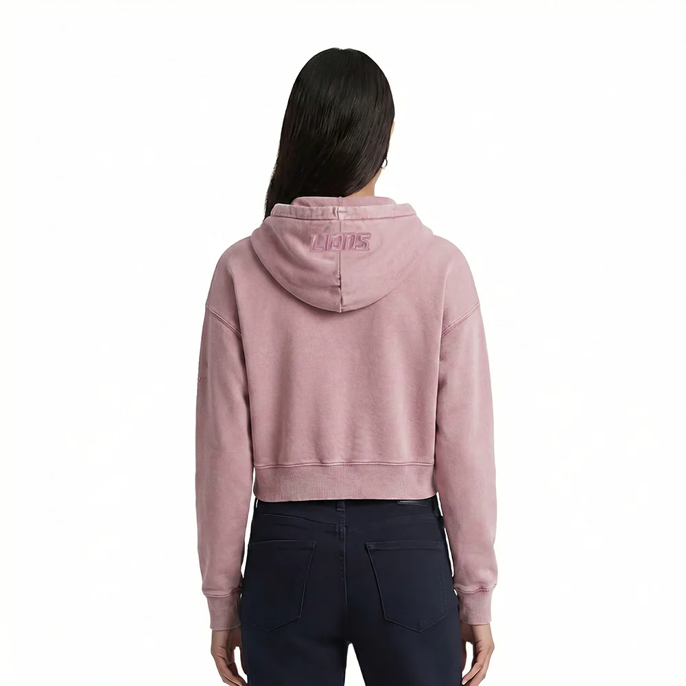 NFL DETROIT LIONS WASHED CLASSIC WOMEN'S ENZYME WASH FT CROPPED PO HOO (WASHED MAUVE) - Image 2