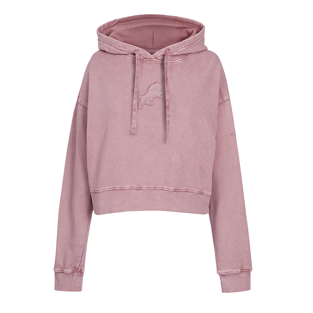 NFL DETROIT LIONS WASHED CLASSIC WOMEN'S ENZYME WASH FT CROPPED PO HOO (WASHED MAUVE) - Image 3