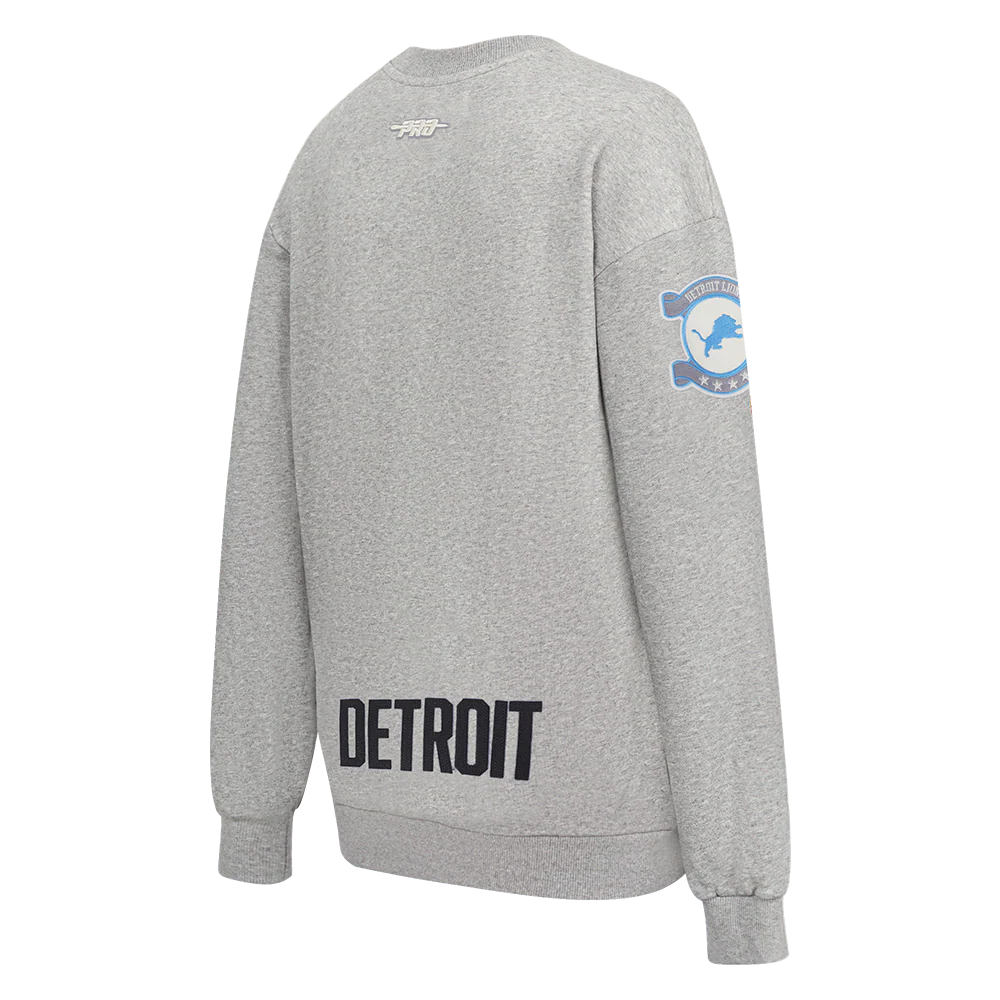 NFL DETROIT LIONS MODERN ORIGINALS WOMEN'S STANDARD FLC CREWNECK (Heather Grey) - Image 4