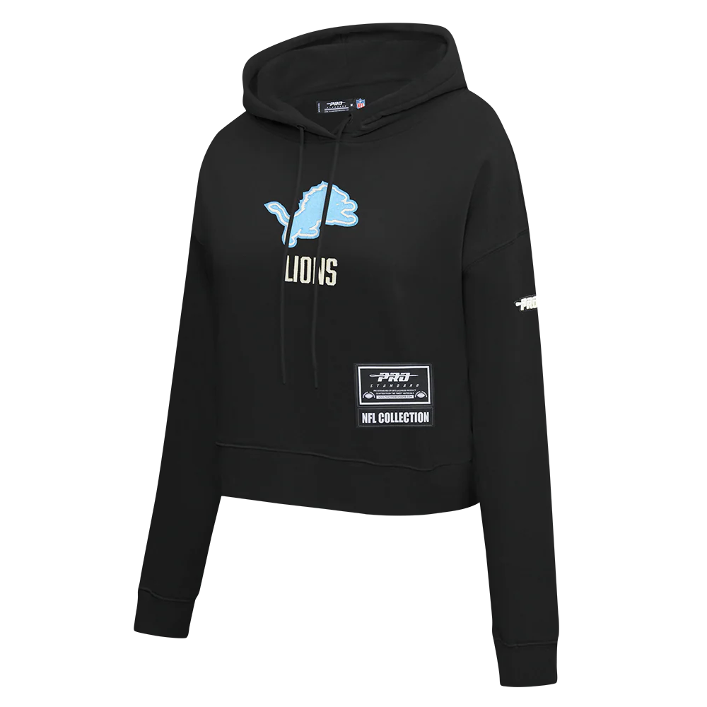 NFL DETROIT LIONS MODERN ORIGINALS WOMEN'S FLC CROPPED PO HOODIE (BLACK) - Image 3