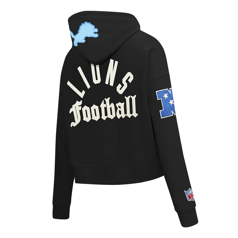 NFL DETROIT LIONS MODERN ORIGINALS WOMEN'S FLC CROPPED PO HOODIE (BLACK) - Image 4
