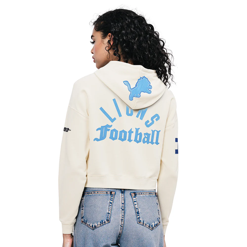 NFL DETROIT LIONS MODERN ORIGINALS WOMEN'S FLC CROPPED PO HOODIE (EGGSHELL) - Image 2