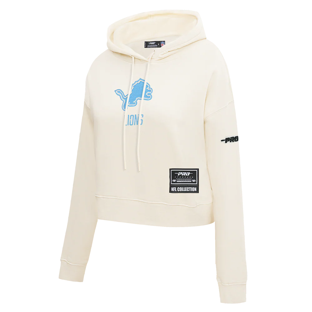 NFL DETROIT LIONS MODERN ORIGINALS WOMEN'S FLC CROPPED PO HOODIE (EGGSHELL) - Image 3