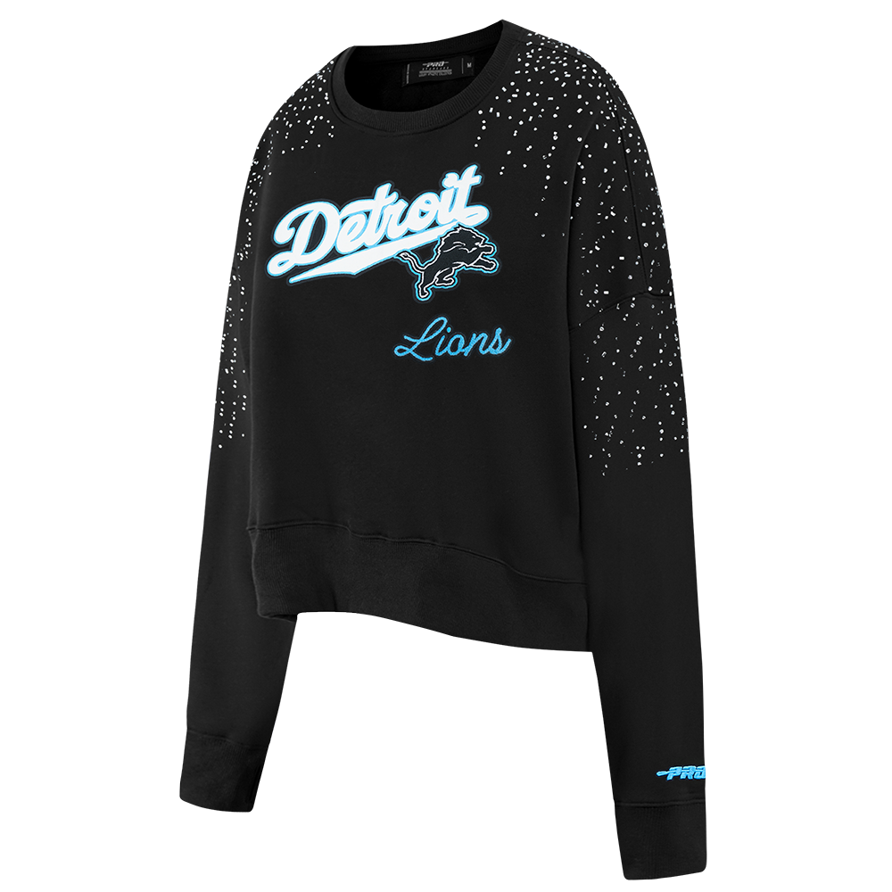 NFL DETROIT LIONS LEGACY WOMEN'S FLC CREWNECK (BLACK) - Image 3