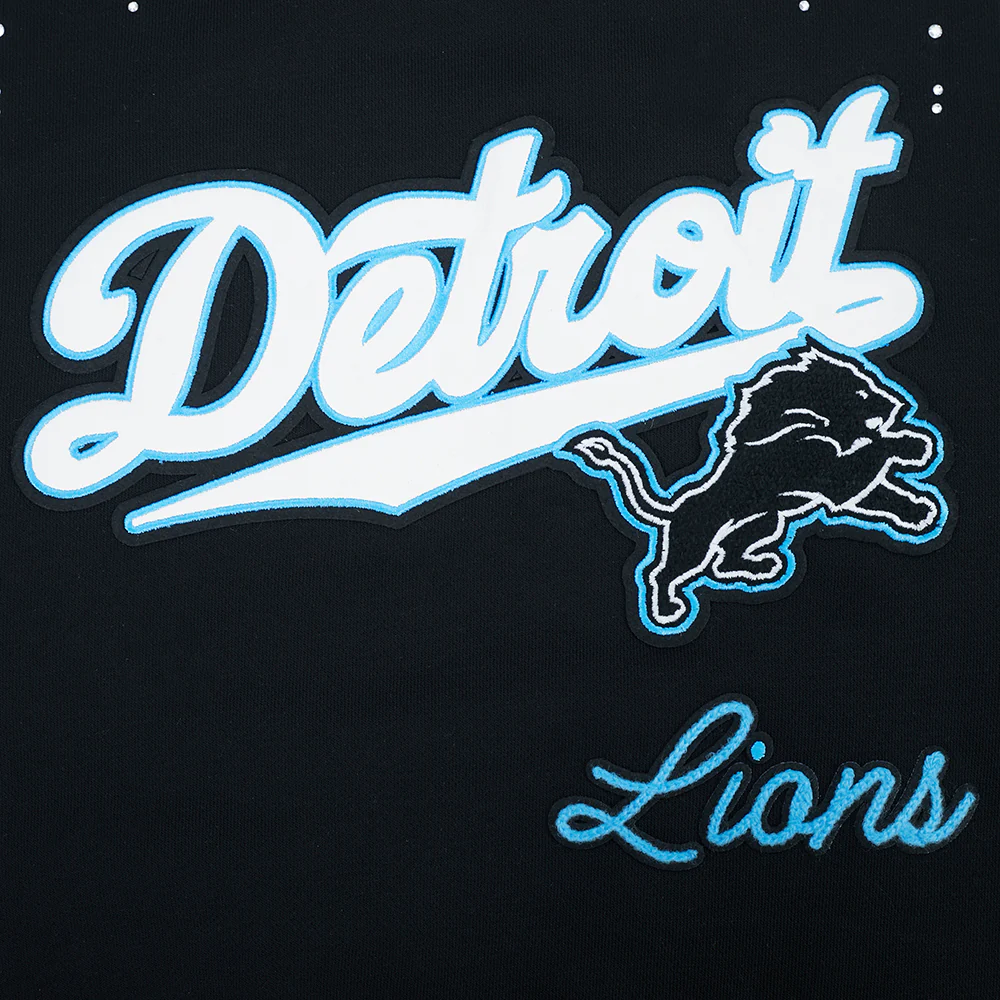 NFL DETROIT LIONS LEGACY WOMEN'S FLC CREWNECK (BLACK) - Image 5