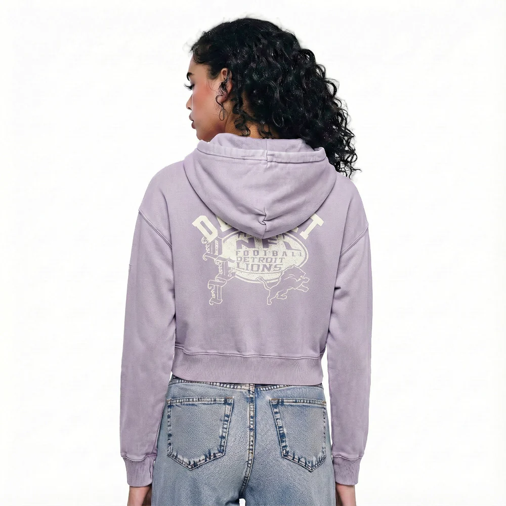 NFL DETROIT LIONS STREET TEAM WOMEN'S ENZYME WASH FT CROPPED PO HOODIE (WASHED LILAC GRAY) - Image 2