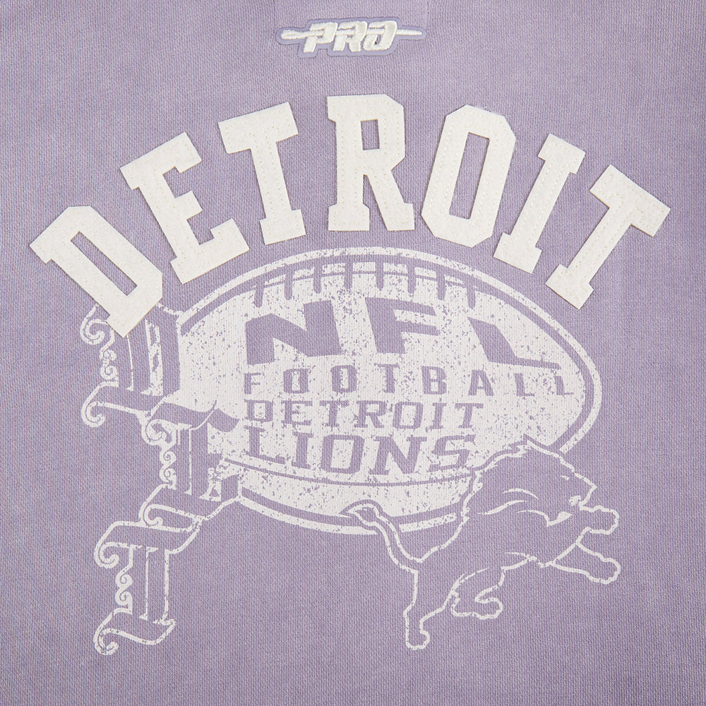 NFL DETROIT LIONS STREET TEAM WOMEN'S ENZYME WASH FT CROPPED PO HOODIE (WASHED LILAC GRAY) - Image 7