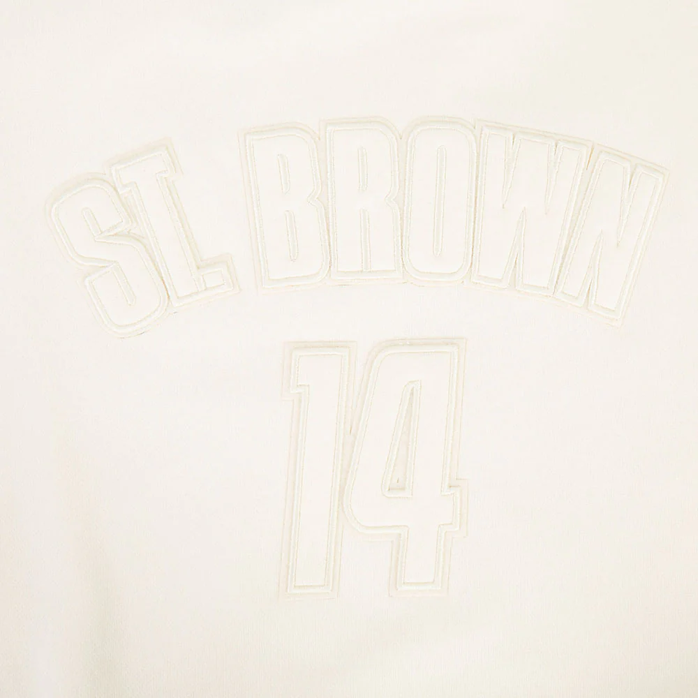 NFL DETROIT LIONS AMON RA ST. BROWN #14 NEUTRAL WOMEN'S FLC CREWNECK (EGGSHELL) - Image 6