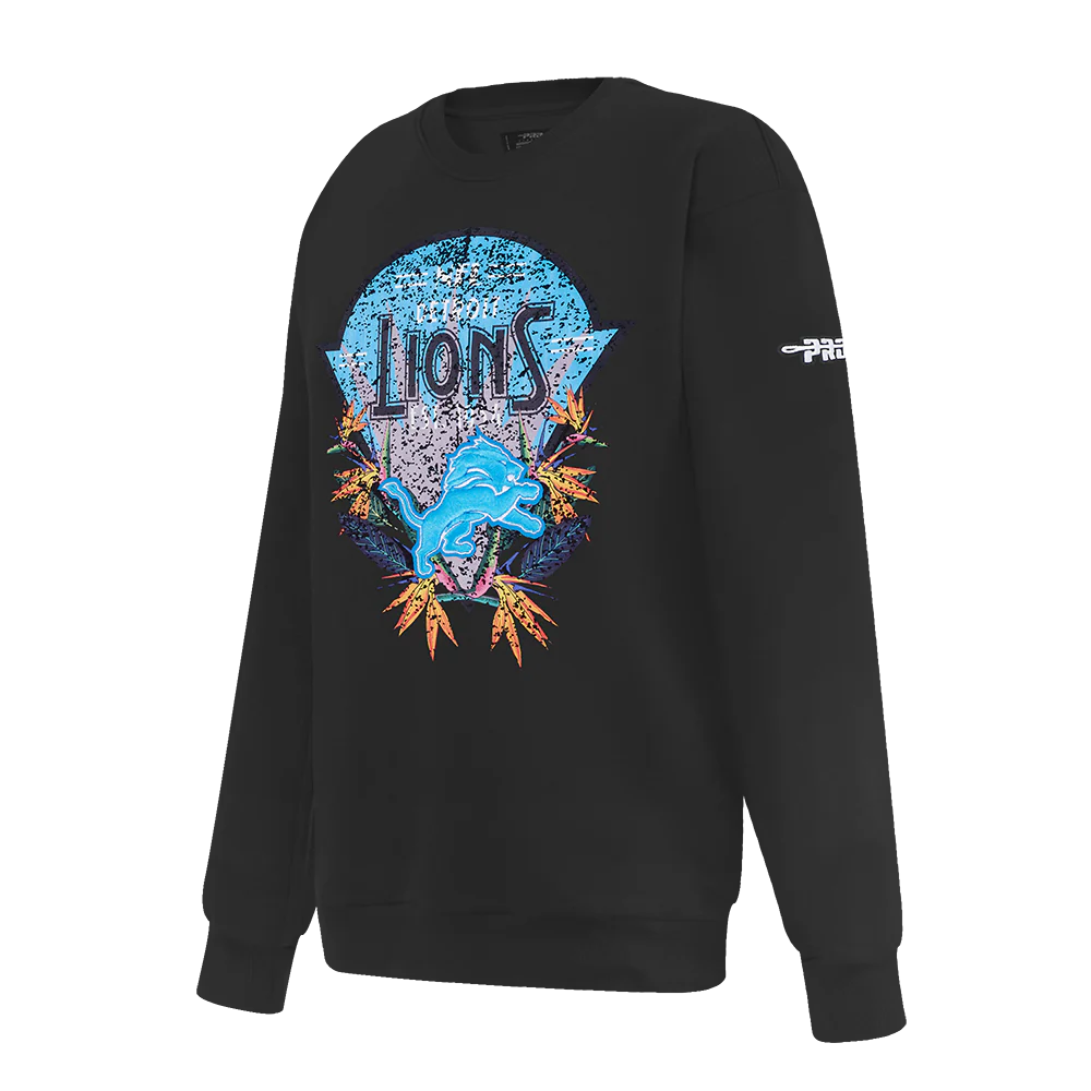 NFL DETROIT LIONS PARADISE WOMEN'S CREWNECK SWEATSHIRT (BLACK) - Image 3