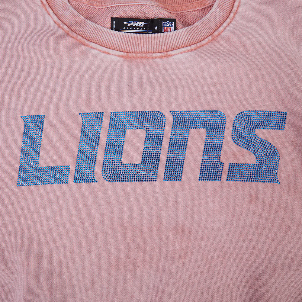 NFL DETROIT LIONS WASHED JEWELS WOMEN'S CREWNECK SWEATSHIRT (WASHED MAUVE) - Image 5