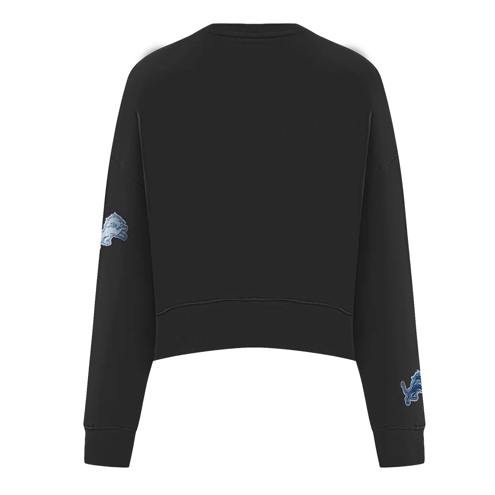 NFL DETROIT LIONS VARSITY BLUES WOMEN'S CREWNECK (BLACK) - Image 3