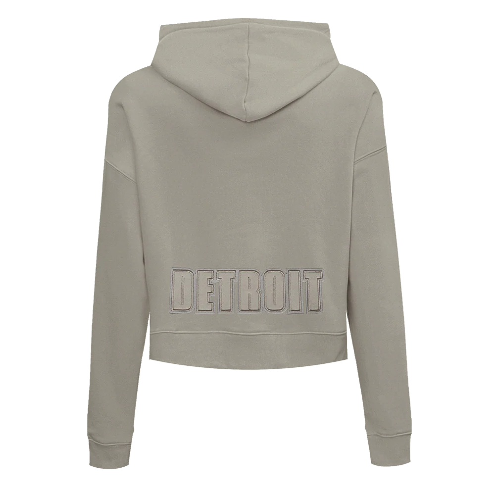NFL DETROIT LIONS NEUTRAL CROPPED FLEECE PULLOVER HOODIE (TAUPE) - Image 3
