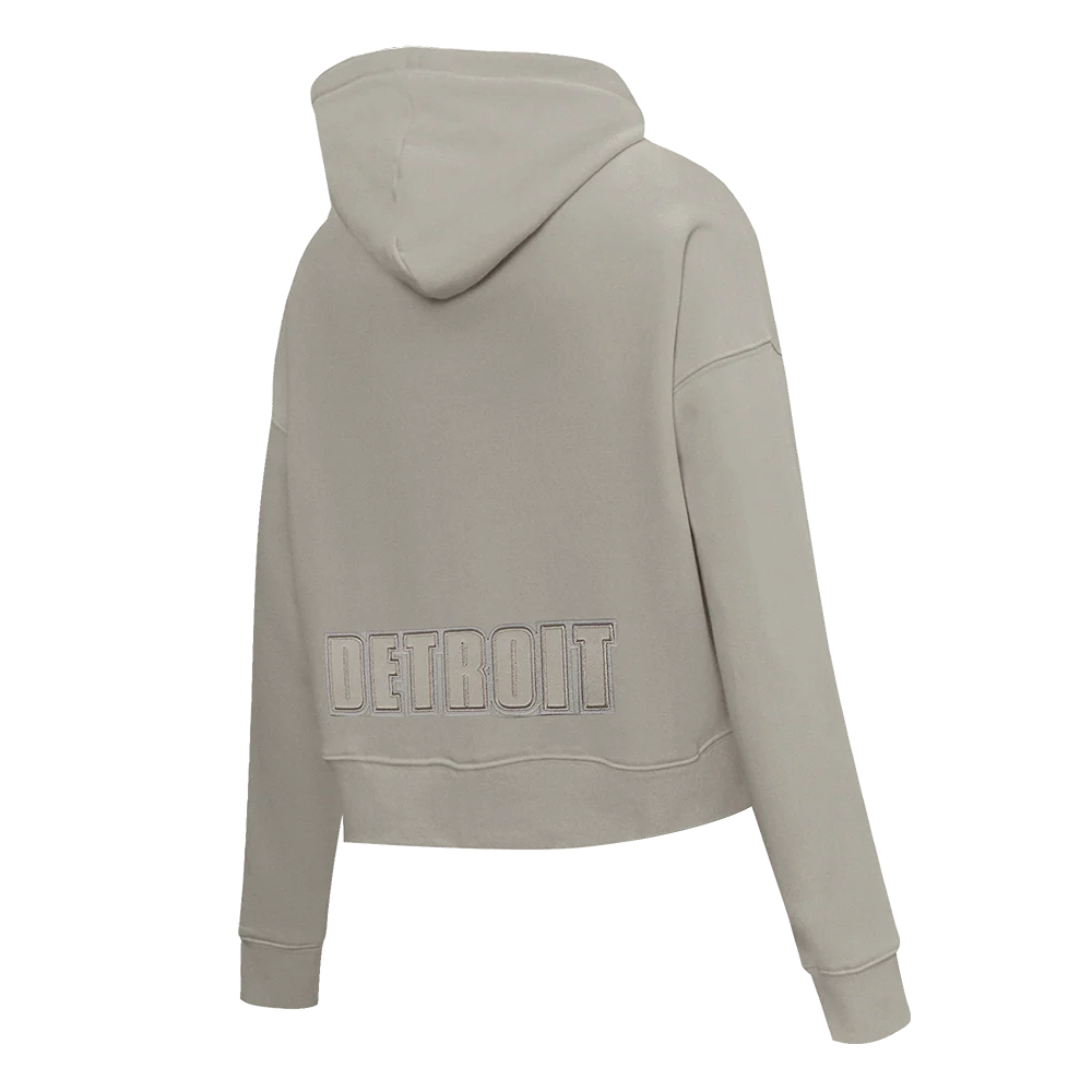 NFL DETROIT LIONS NEUTRAL CROPPED FLEECE PULLOVER HOODIE (TAUPE) - Image 4