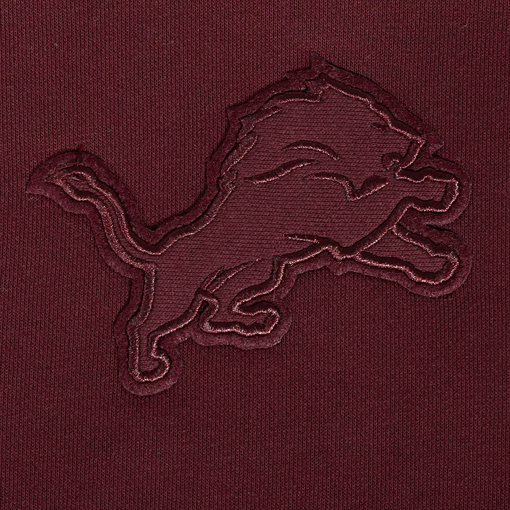 NFL DETROIT LIONS NEUTRAL CROPPED FLEECE PULLOVER HOODIE (WINE) - Image 6