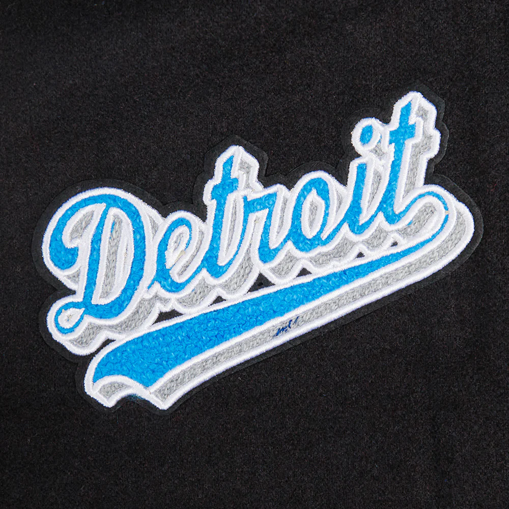 NFL DETROIT LIONS SCRIPT TAIL WOMEN'S WOOL VARSITY JACKET (BLACK/WHITE) - Image 7